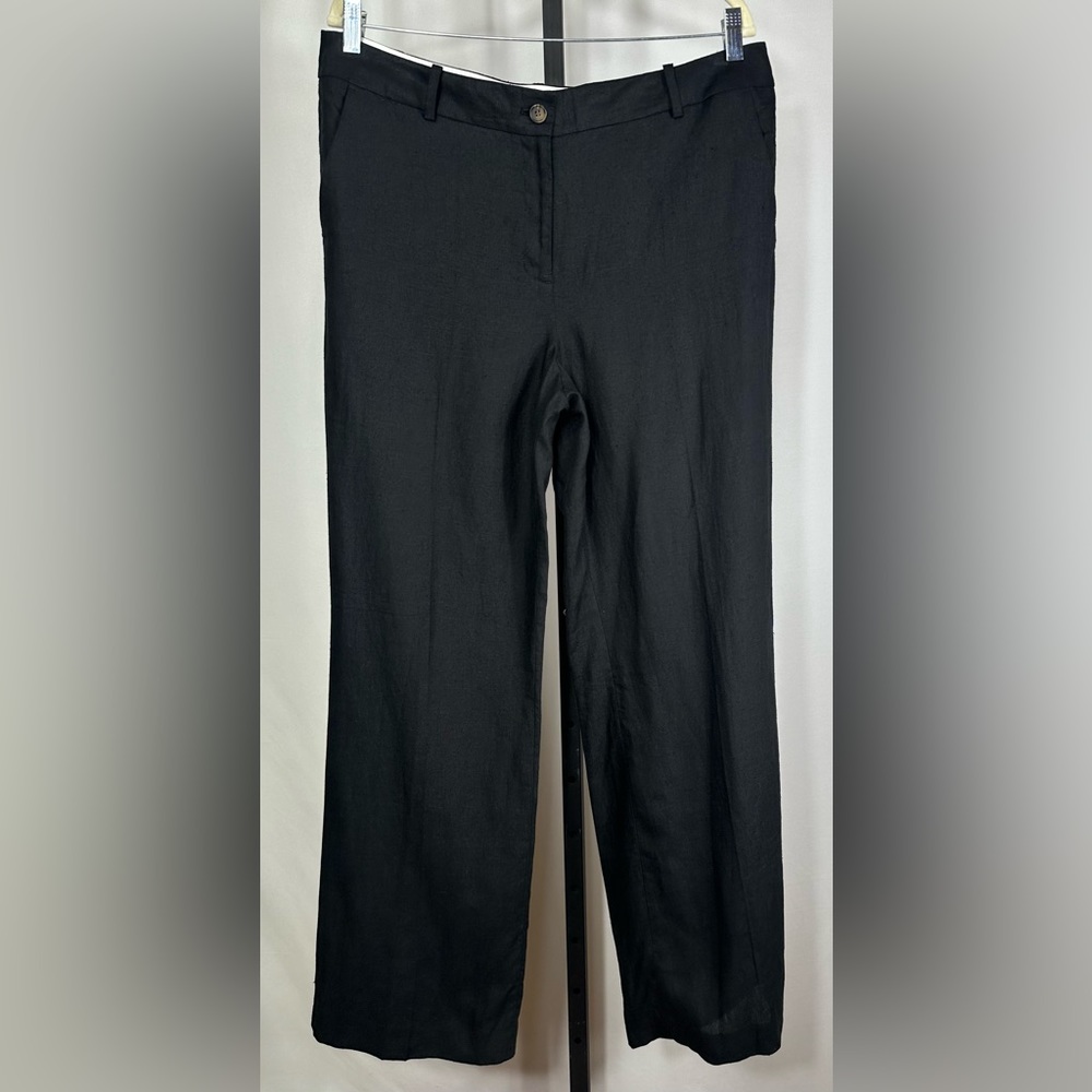 NWT Talbots Women’s Windsor Wide Leg Pants - Size 14 100% Linen Pants - Black